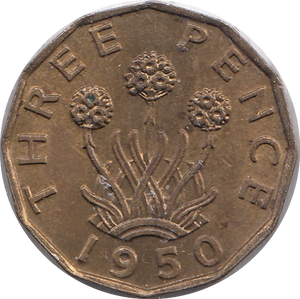 1950 BRASS THREEPENCE ( UNC )