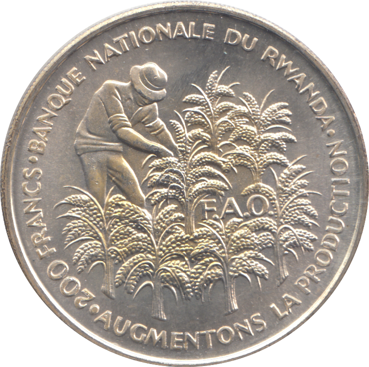 1972 SILVER 200 FRANCS RWANDA