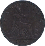 1892 FARTHING ( VF )