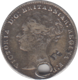 1859 HOLED THREEPENCE ( GF )