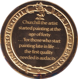 1974 SILVER GOLD PLATED WINSTON CHURCHILL PAINTING MEDALLION