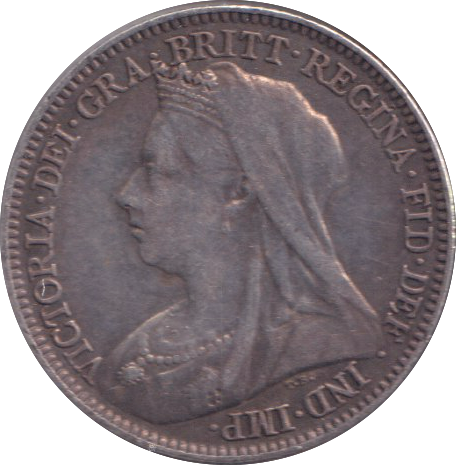 1897 SIXPENCE ( VF )