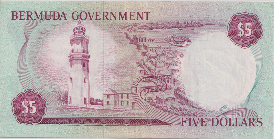 1970 FIVE DOLLARS BERMUDA BANKNOTE REF-1766