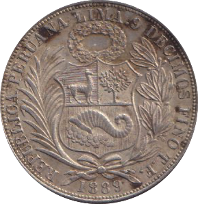 1889 SILVER PERU SOL