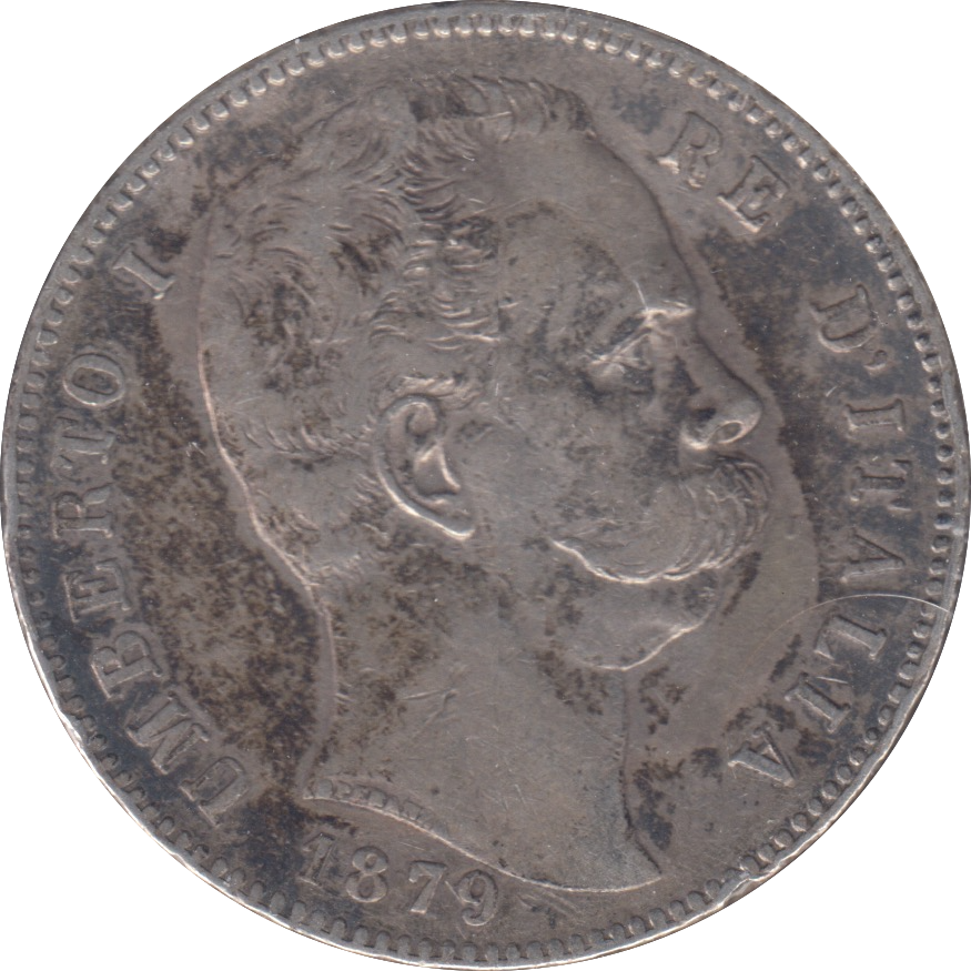 1879 SILVER ITALY 5 LIRA
