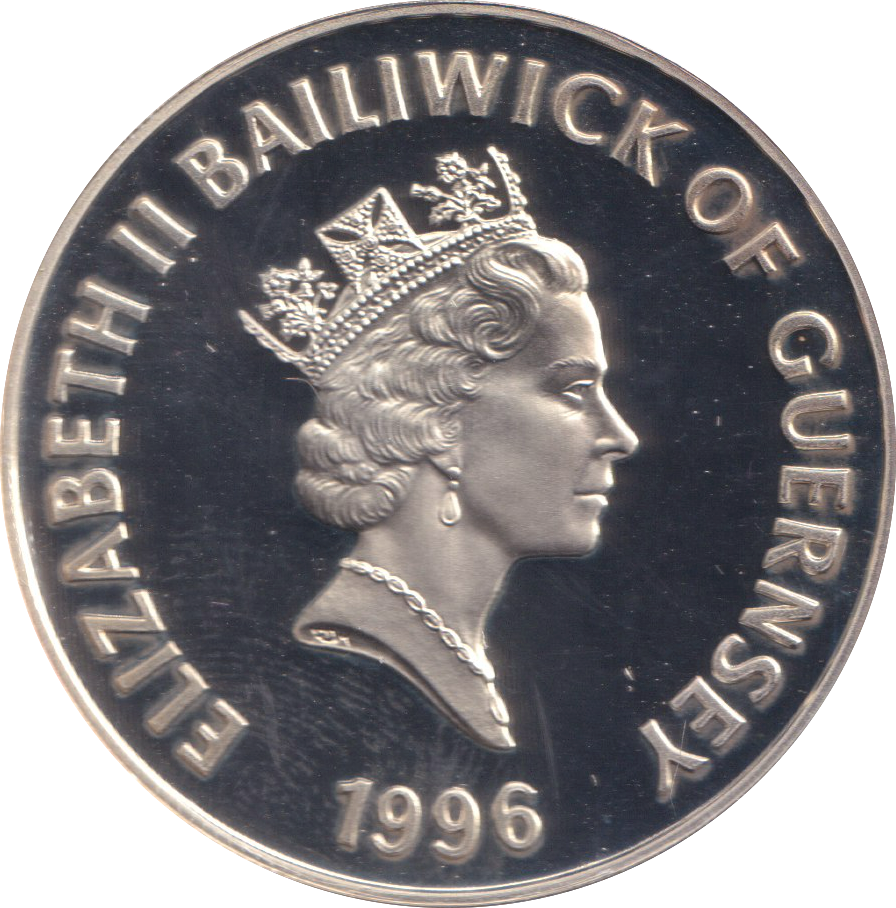 1996 SILVER PROOF FIVE POUNDS GUERNSEY