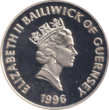 1996 SILVER PROOF FIVE POUNDS GUERNSEY