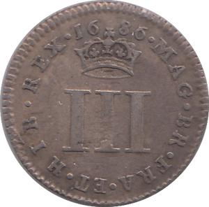 1686 MAUNDY THREEPENCE ( VF )