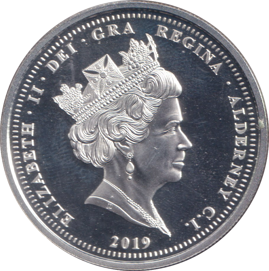 2019 SILVER PROOF FIVE POUND ALDERNEY
