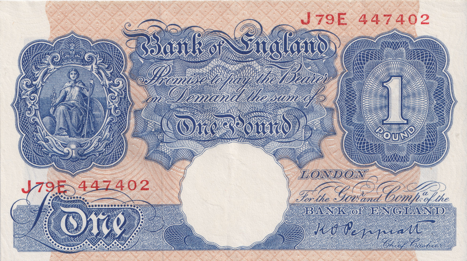 ONE POUND BANKNOTE BANK OF ENGLAND PEPPIATT £1-65