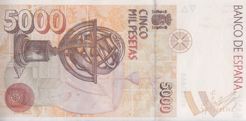 1992 5000 PESTAS BANKNOTE SPAIN REF-1622