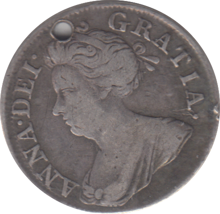 1713 HOLED MAUNDY FOURPENCE ( VF )