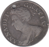 1713 HOLED MAUNDY FOURPENCE ( VF )