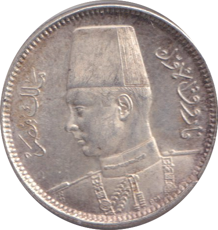 1937 SILVER 2 QIRSH EGYPT
