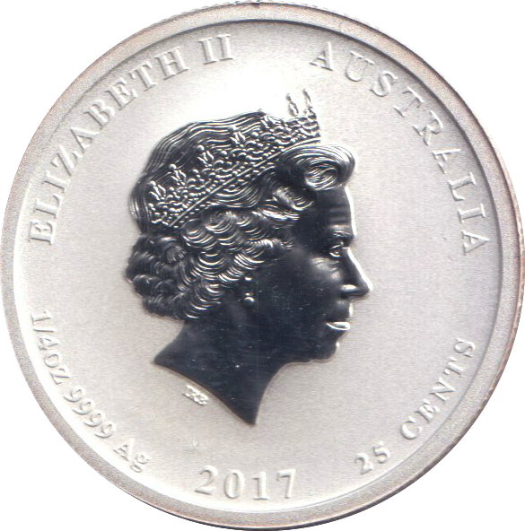 2017 REVERSE SILVER PROOF 25 CENTS AUSTRALIA