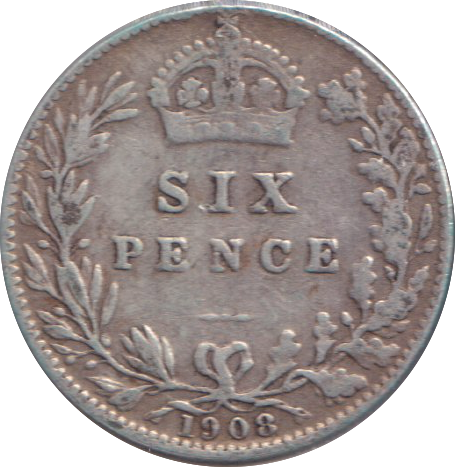 1908 SIXPENCE ( GF )