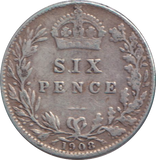 1908 SIXPENCE ( GF )