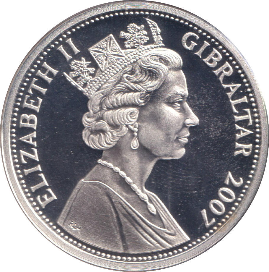 2007 SILVER PROOF DIAMOND WEDDING FIVE POUND GIBRALTAR