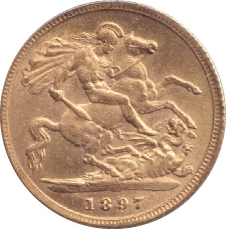 1897 GOLD HALF SOVEREIGN ( UNC )