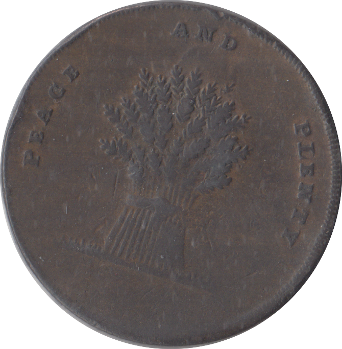 1794 CONVENIENCE OF THE PUBLIC  ANGEL SHEAF HALFPENNY TOKEN