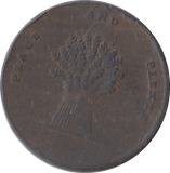 1794 CONVENIENCE OF THE PUBLIC  ANGEL SHEAF HALFPENNY TOKEN