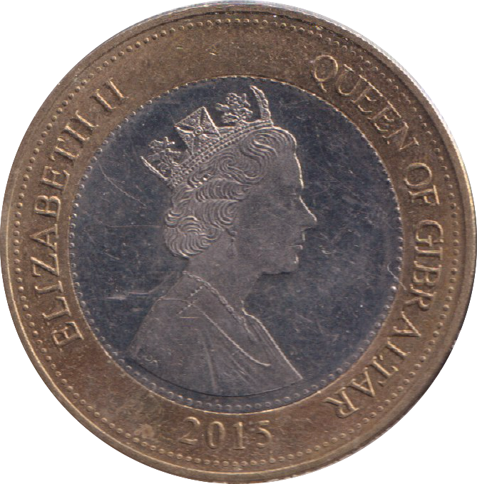 2015 TWO POUND DOLPHINS GIBRALTAR