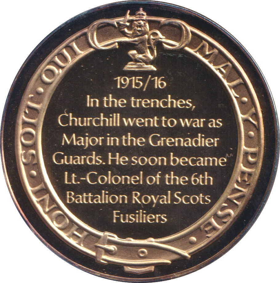 1974 SILVER GOLD PLATED WINSTON CHURCHILL TRENCHES MEDALLION