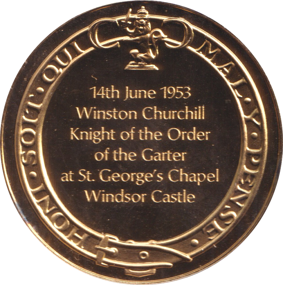 1974 SILVER GOLD PLATED WINSTON CHURCHILL KNIGHT OF ORDER MEDALLION