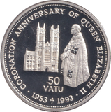 1993 SILVER PROOF FIFTY VATU VANUATU