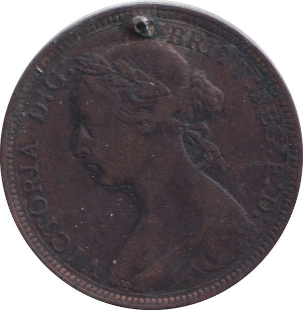 1890 HOLED HALFPENNY ( FINE )