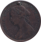 1890 HOLED HALFPENNY ( FINE )