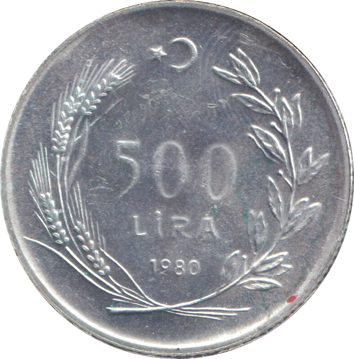 1980 SILVER 500 LIRE TURKEY