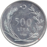 1980 SILVER 500 LIRE TURKEY