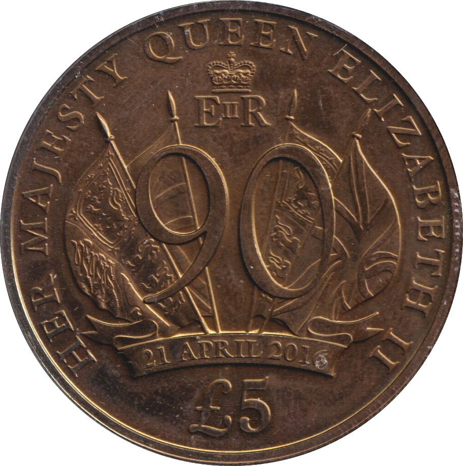 2016 90TH BIRTHDAY FIVE POUNDS BAILIWICK OF JERSEY