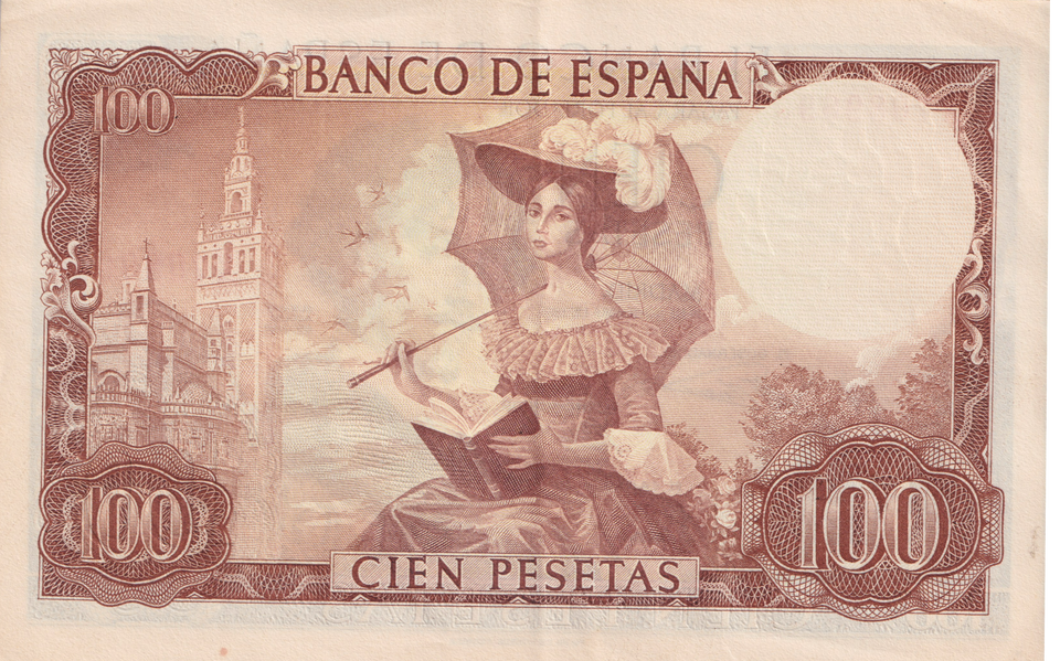 1965 SPAIN 100 PESTAS BANKNOTE REF-1844