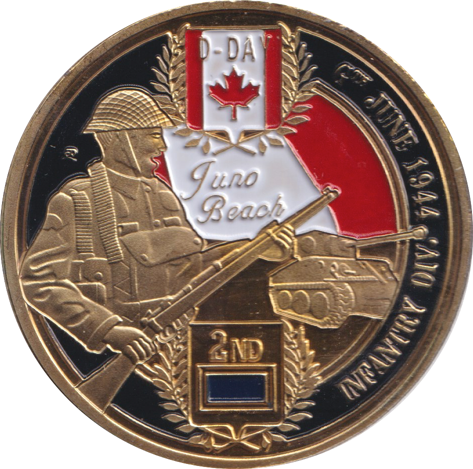 1944 MEDALLION D-DAY ENAMELLED JUNO BEACH CANADIAN FORCES