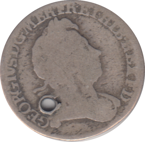 1723 HOLED SIXPENCE ( NF )