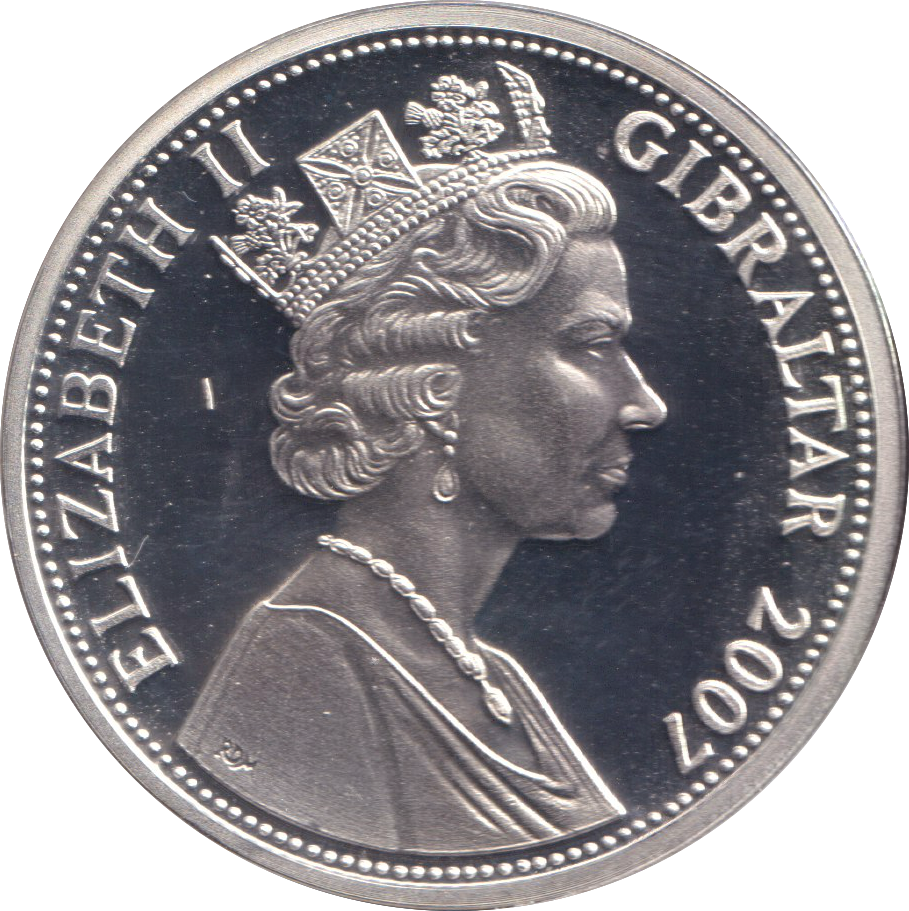 2007 SILVER PROOF FIVE POUNDS GIBRALTAR