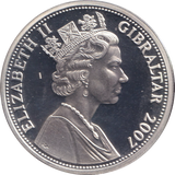 2007 SILVER PROOF FIVE POUNDS GIBRALTAR