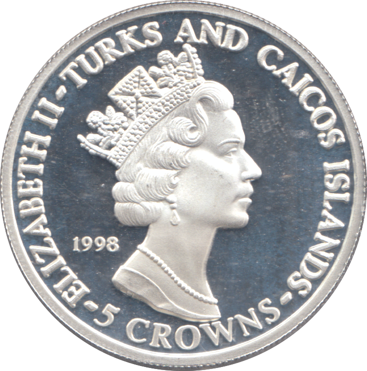 1997 SILVER PROOF 5 CROWNS TURKS AND CAICOS