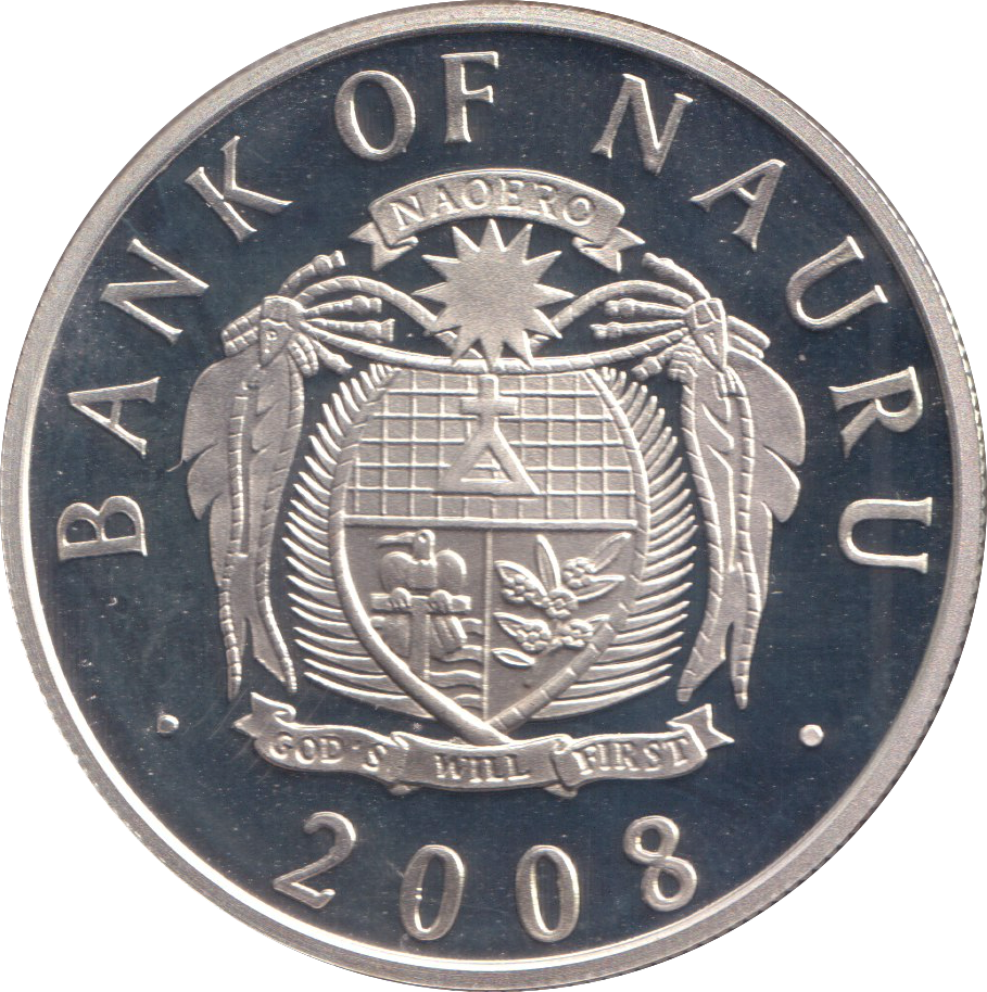 2008 SILVER PROOF FIVE DOLLARS NAURU