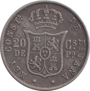 1885 SILVER 20 CENTAVOS SPAIN