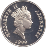 1999 SILVER PROOF 5 POUND ALDERNEY
