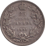 1905 SILVER CANADA 25 CENTS