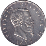 1876 SILVER 5 LIRA ITLAY
