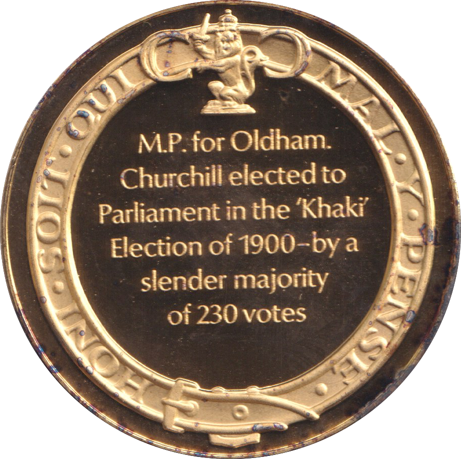 1974 SILVER GOLD PLATED WINSTON CHURCHILL ELECTION MEDALLION