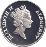 1996 SILVER PROOF FIVE POUNDS ALDERNEY