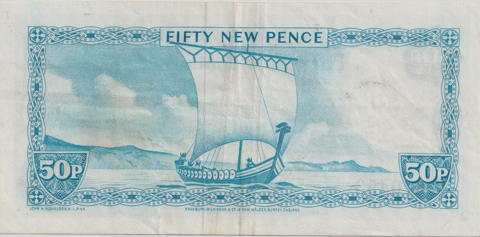 1979 FIFTY NEW PENCE ISLE OF MAN BANKNOTE REF-1843