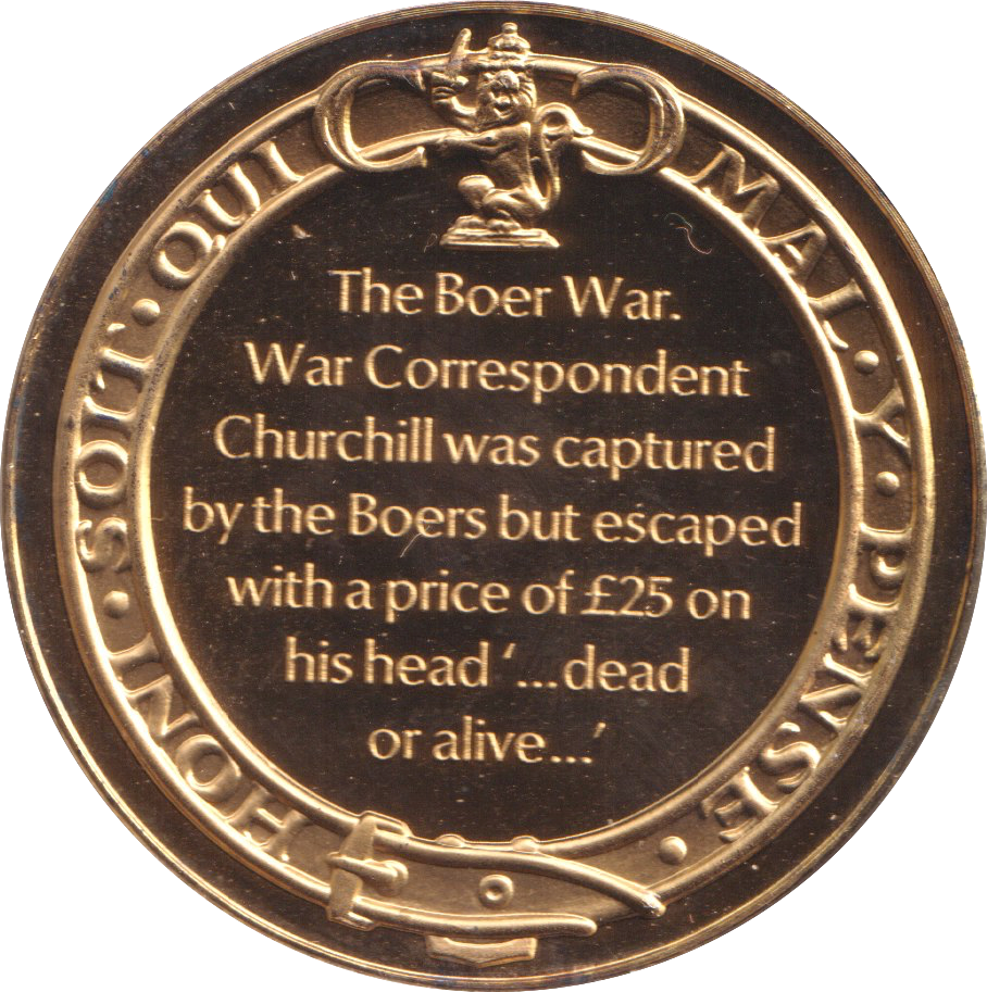 1974 SILVER GOLD PLATED WINSTON CHURCHILL BOER WAR MEDALLION