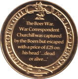 1974 SILVER GOLD PLATED WINSTON CHURCHILL BOER WAR MEDALLION